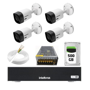 Kit 4 câmeras 1120 bullet hd 720p com hd 500gb completo