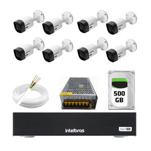 kit 8 câmeras 1120 bullet hd 720p com hd 500gb completo