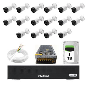 kit 16 câmeras 1120 bullet hd 720p com hd 1tb completo